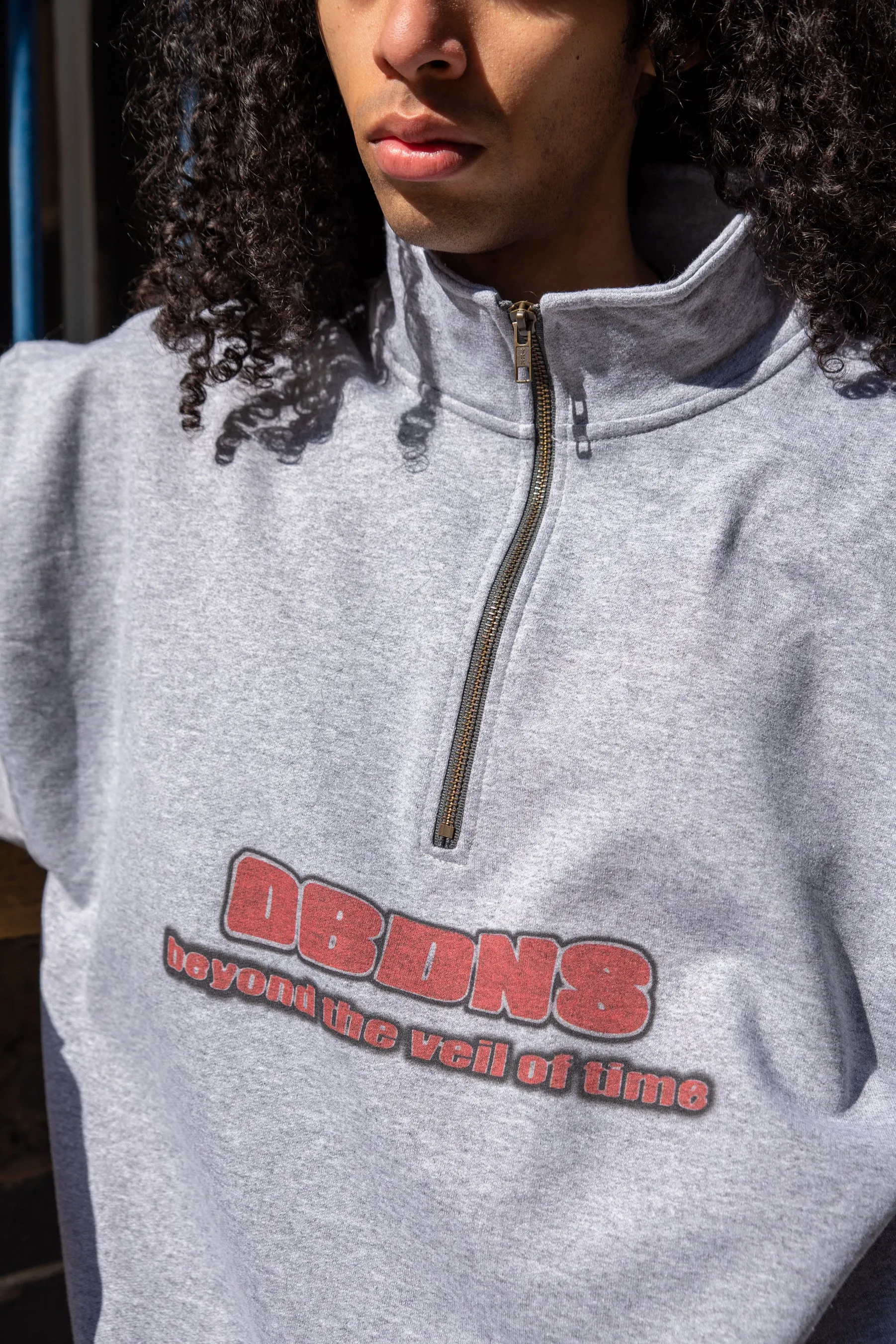 1/4 Zip Sweatshirt in Heather Grey Beyond The Veil Of Time Print