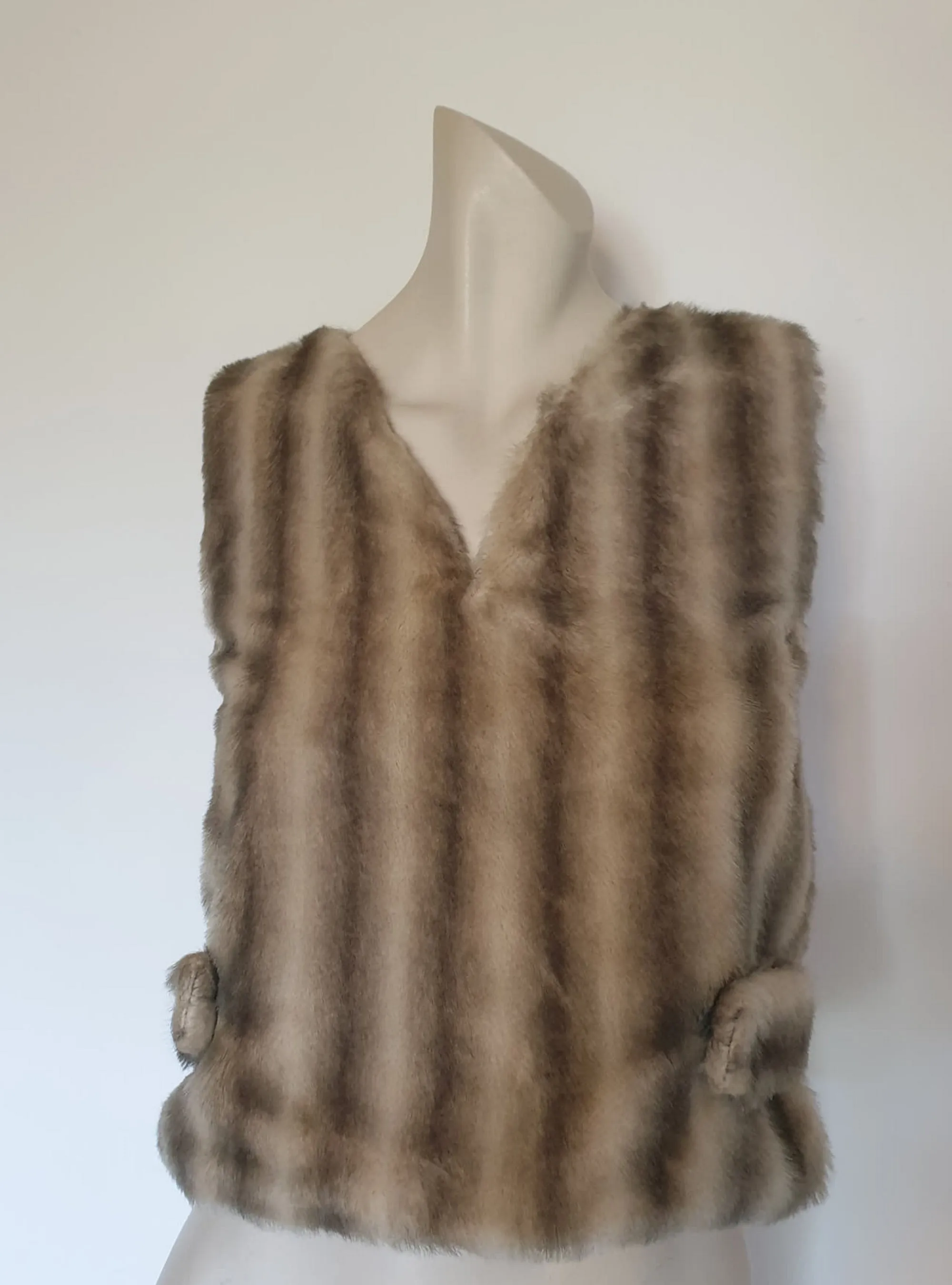 1960s Grey Faux Fur Vest by Lesleys - XS