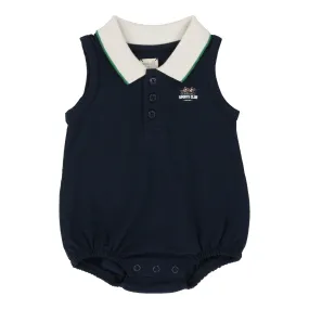 ANALOGIE BY LIL LEGS NAVY SLEEVELESS POLO ROMPER