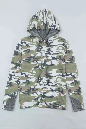 Camouflage Sequin Drawstring Hoodie
