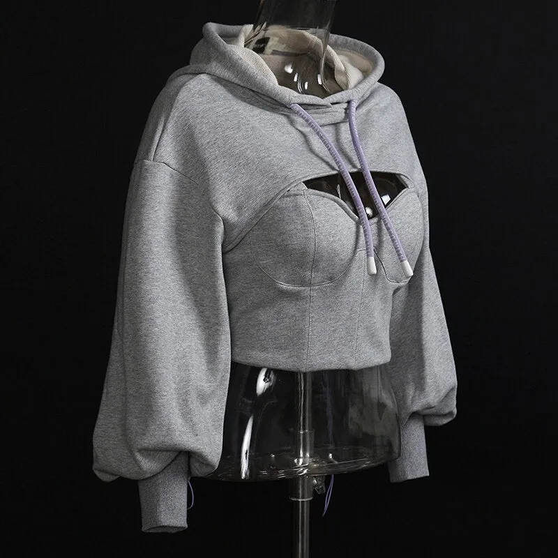 CASUAL CROP  PULL OVER HOODIE