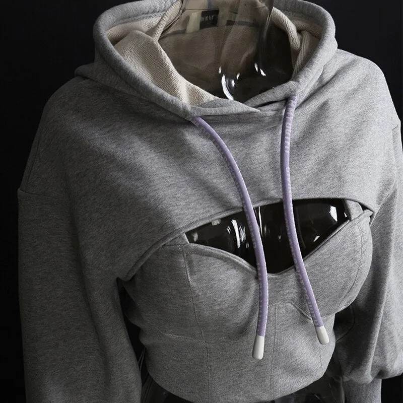 CASUAL CROP  PULL OVER HOODIE