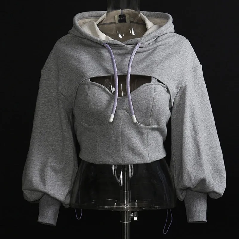 CASUAL CROP  PULL OVER HOODIE