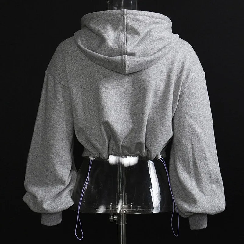 CASUAL CROP  PULL OVER HOODIE