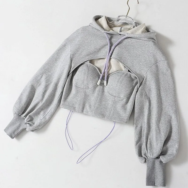 CASUAL CROP  PULL OVER HOODIE