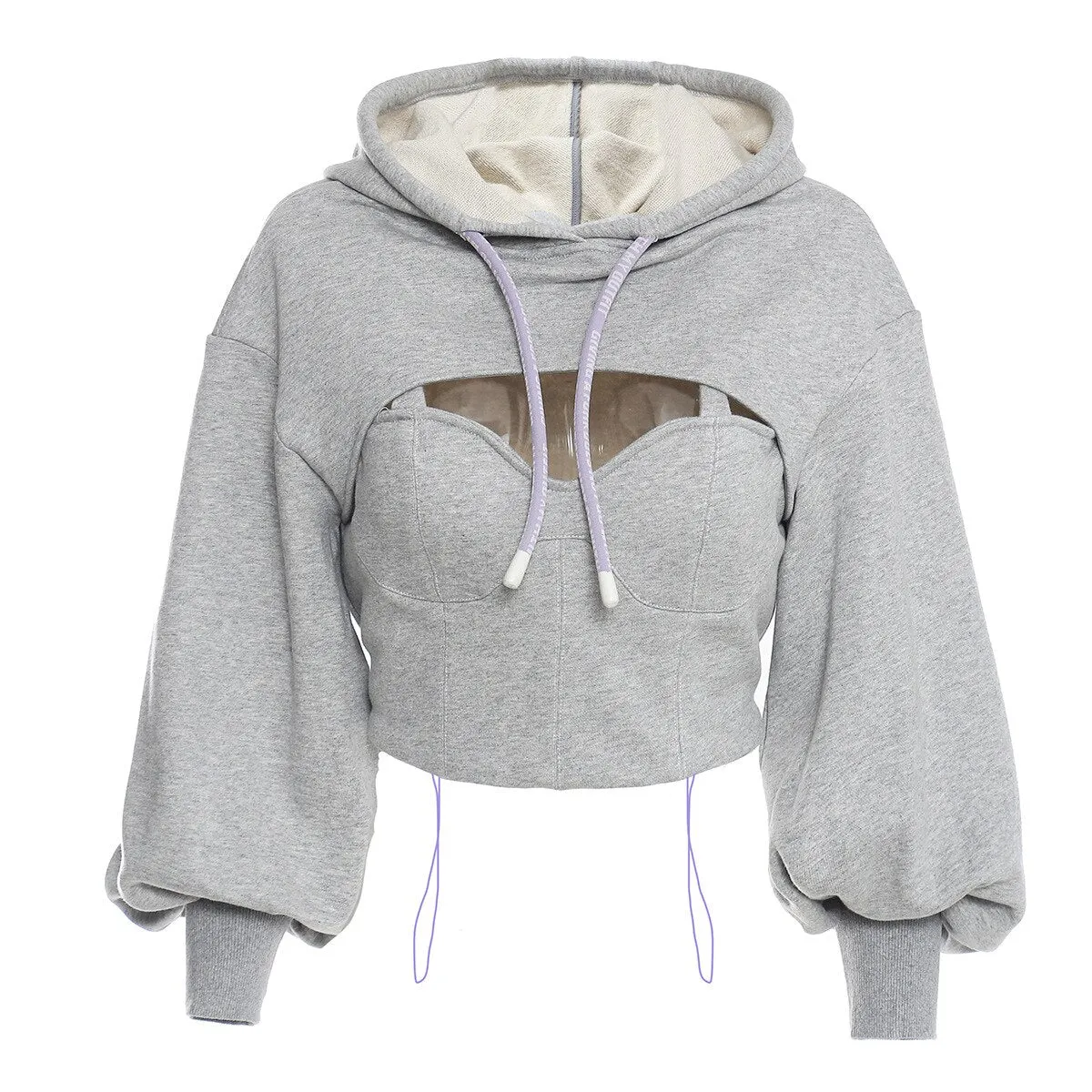 CASUAL CROP  PULL OVER HOODIE