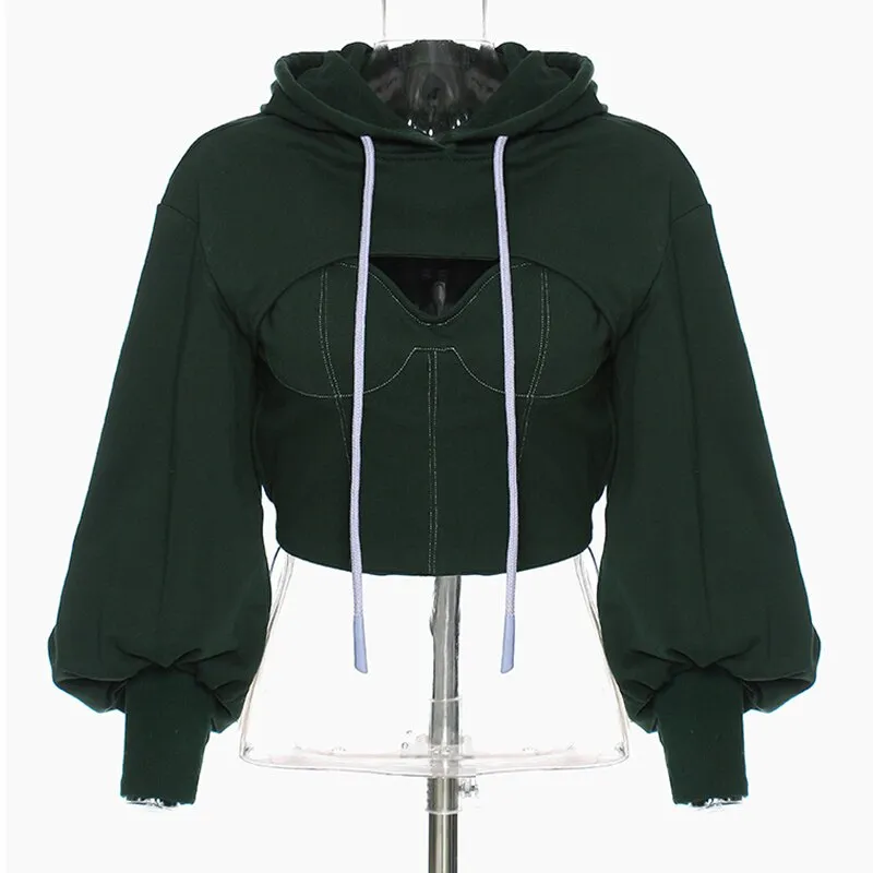 CASUAL CROP  PULL OVER HOODIE