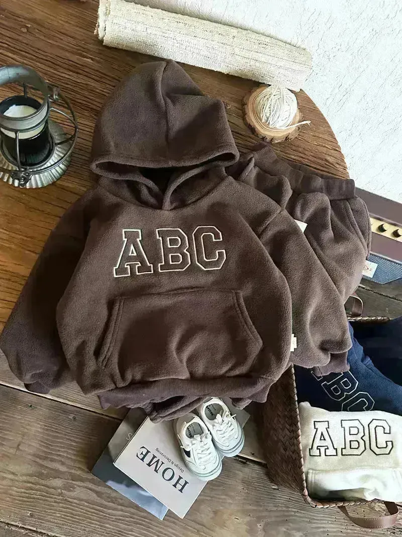 Children  Unisex Sports Brushed Hoody Trousers Suit Unisex Hoodie two piece for kids