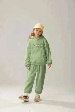 Children  Unisex Sports Brushed Hoody Trousers Suit Unisex Hoodie two piece for kids