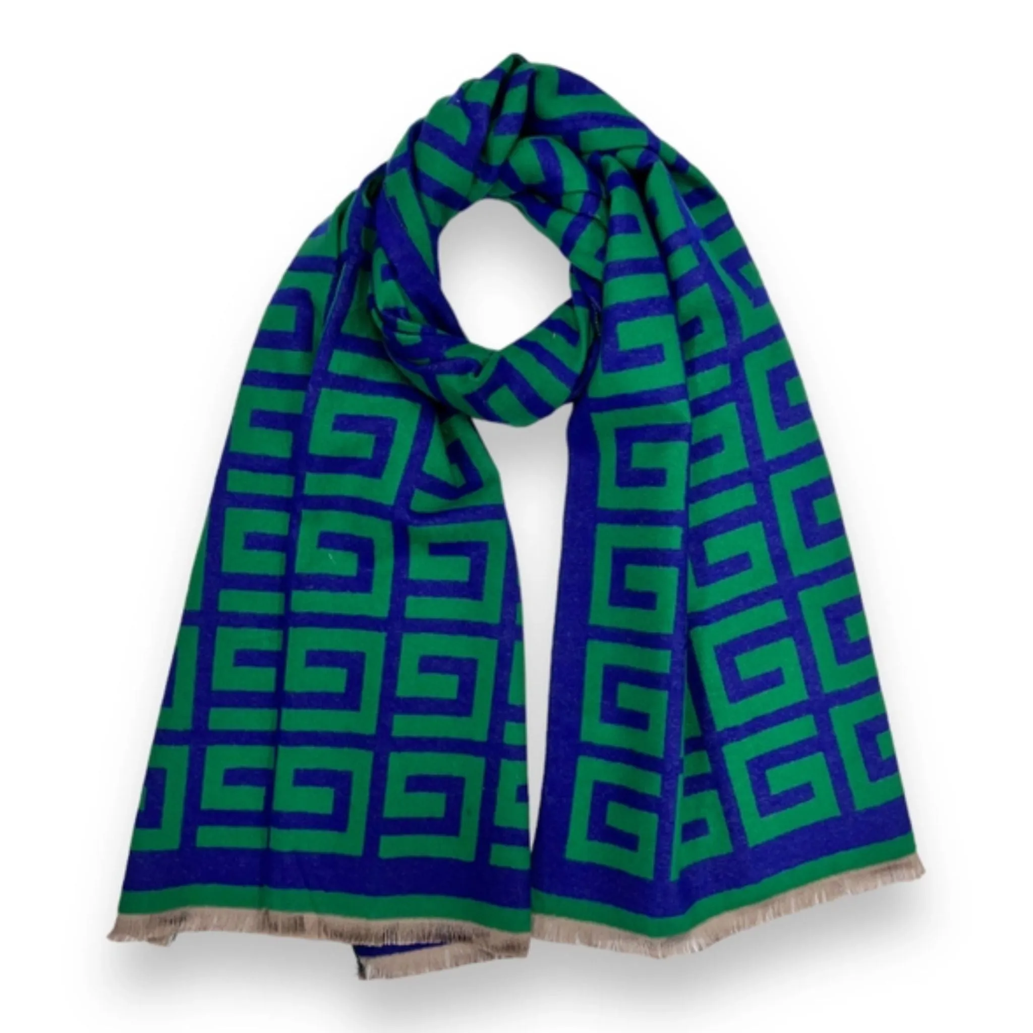 Classic Maze Print Scarves Cashmere Mix