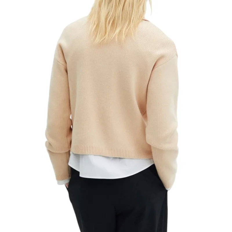 Custom Wool-Cotton Knit Polo Sweater - Women's OEM/ODM