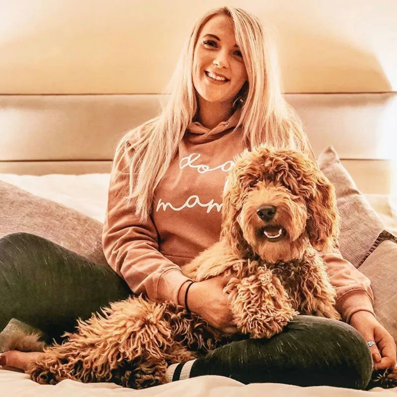 Dog Mama Retro Script Hoodie- Dusty Pink 24