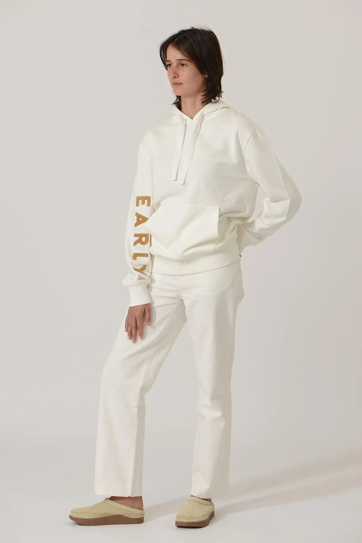 Early High-Stitch Logo Hoodie - Ecru/Latte