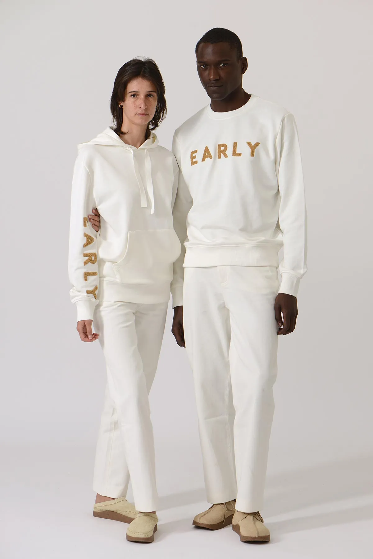 Early High-Stitch Logo Hoodie - Ecru/Latte