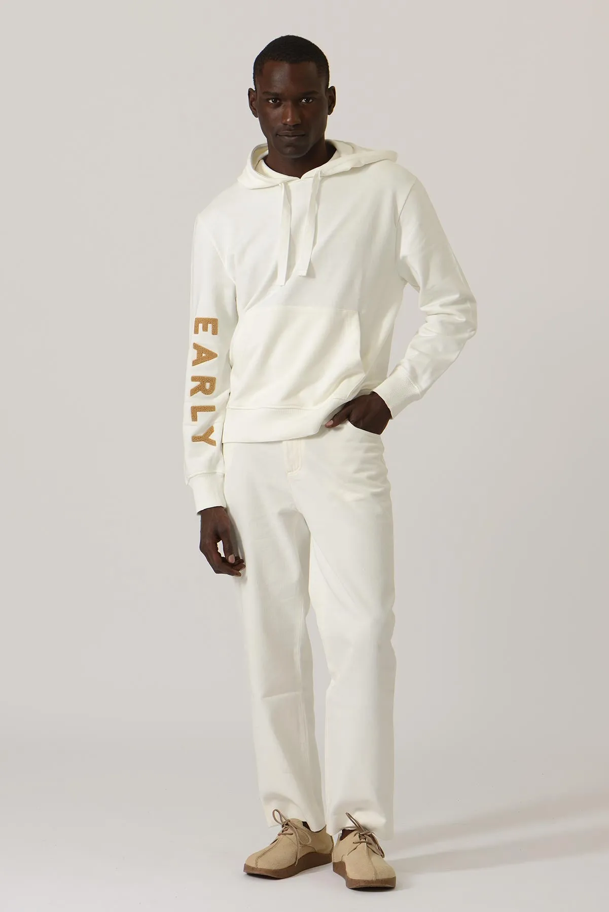 Early High-Stitch Logo Hoodie - Ecru/Latte