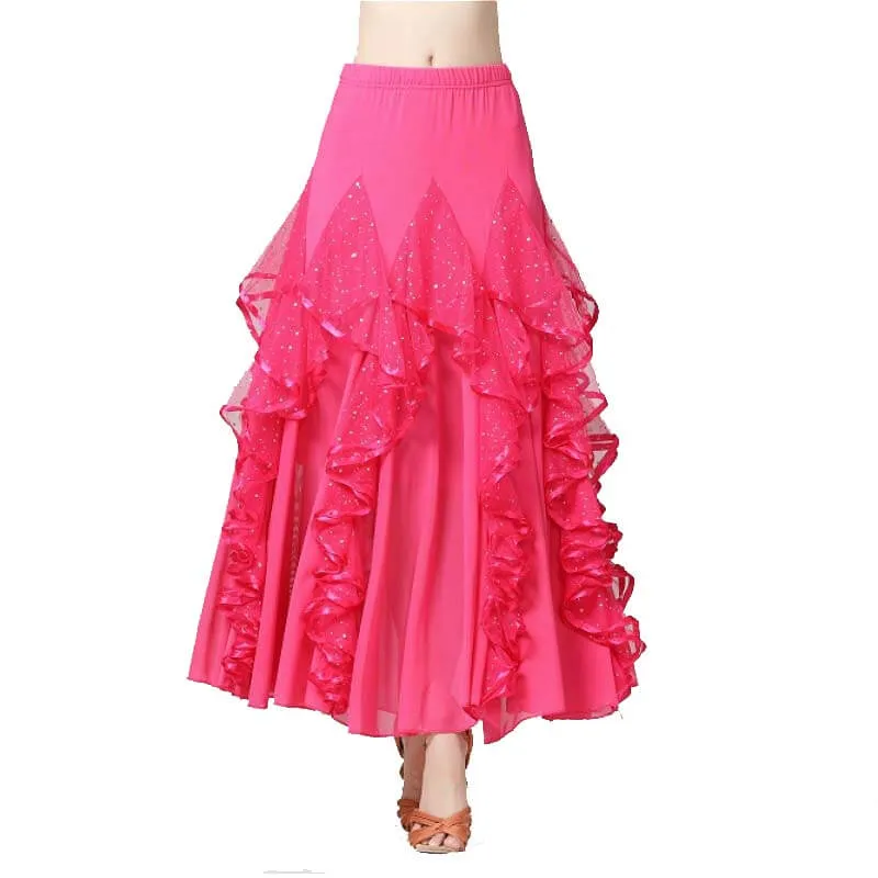 Flared Maxi Ballroom Skirt with Flowers