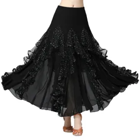 Flared Maxi Ballroom Skirt with Flowers