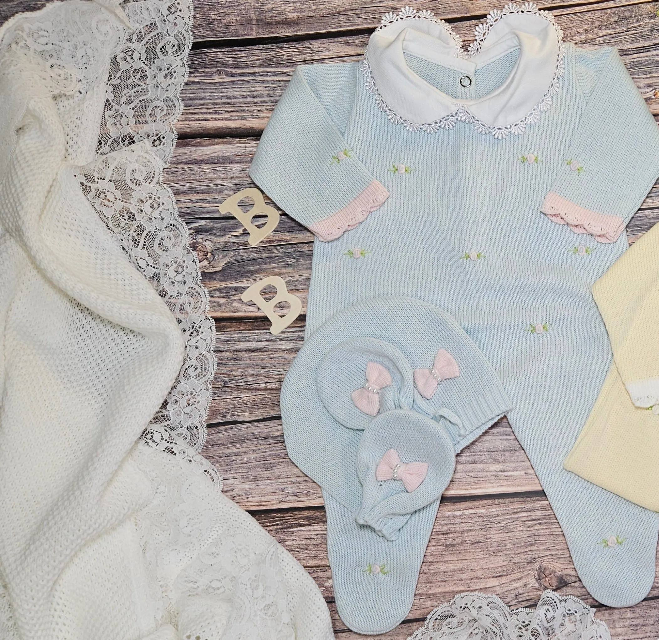 Florence Embroidery Romper - Mint & Pink