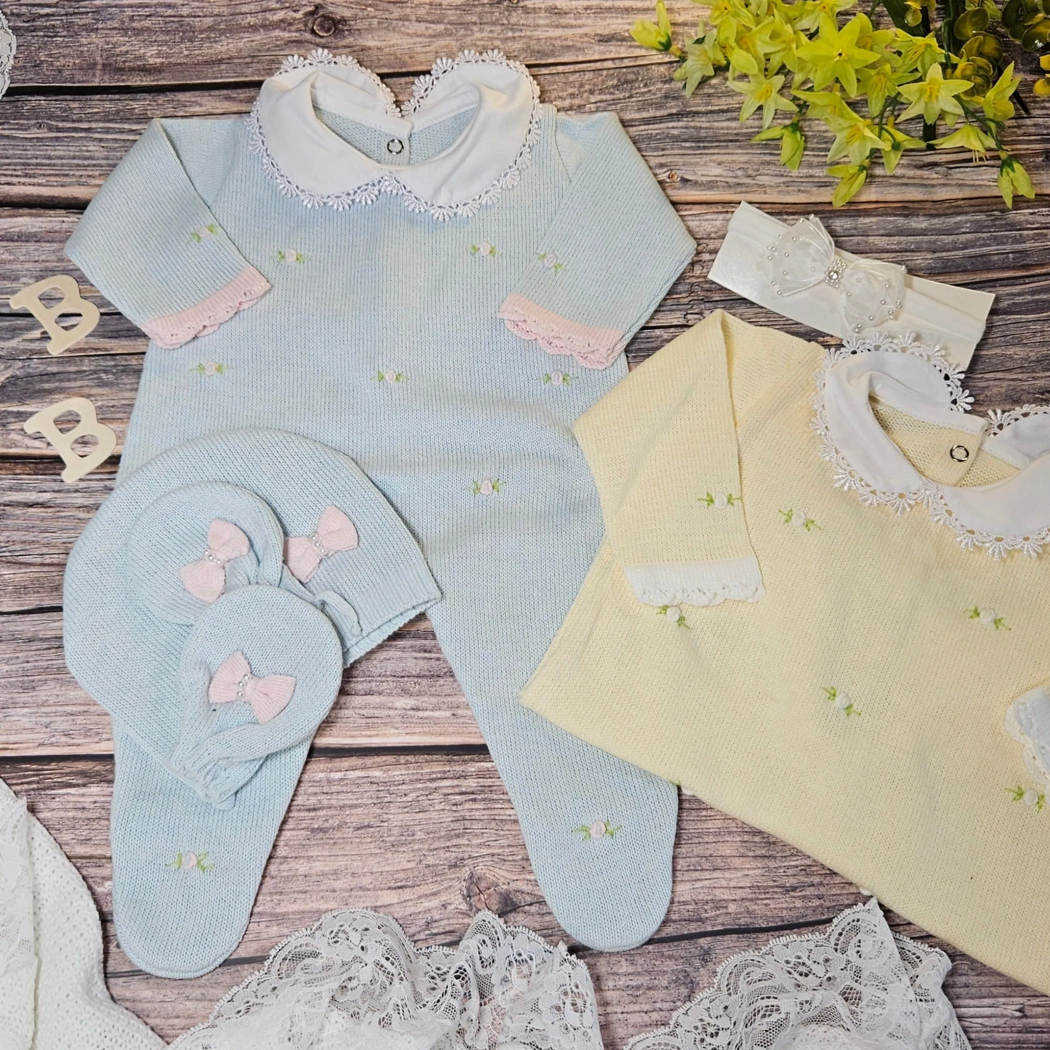 Florence Embroidery Romper - Mint & Pink