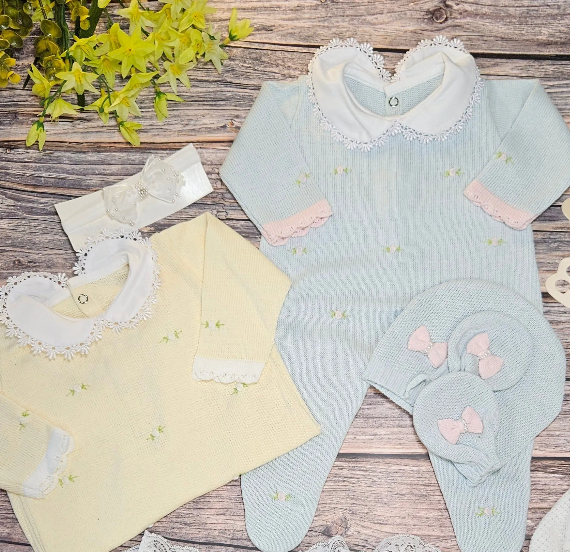 Florence Embroidery Romper - Mint & Pink