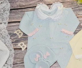 Florence Embroidery Romper - Mint & Pink