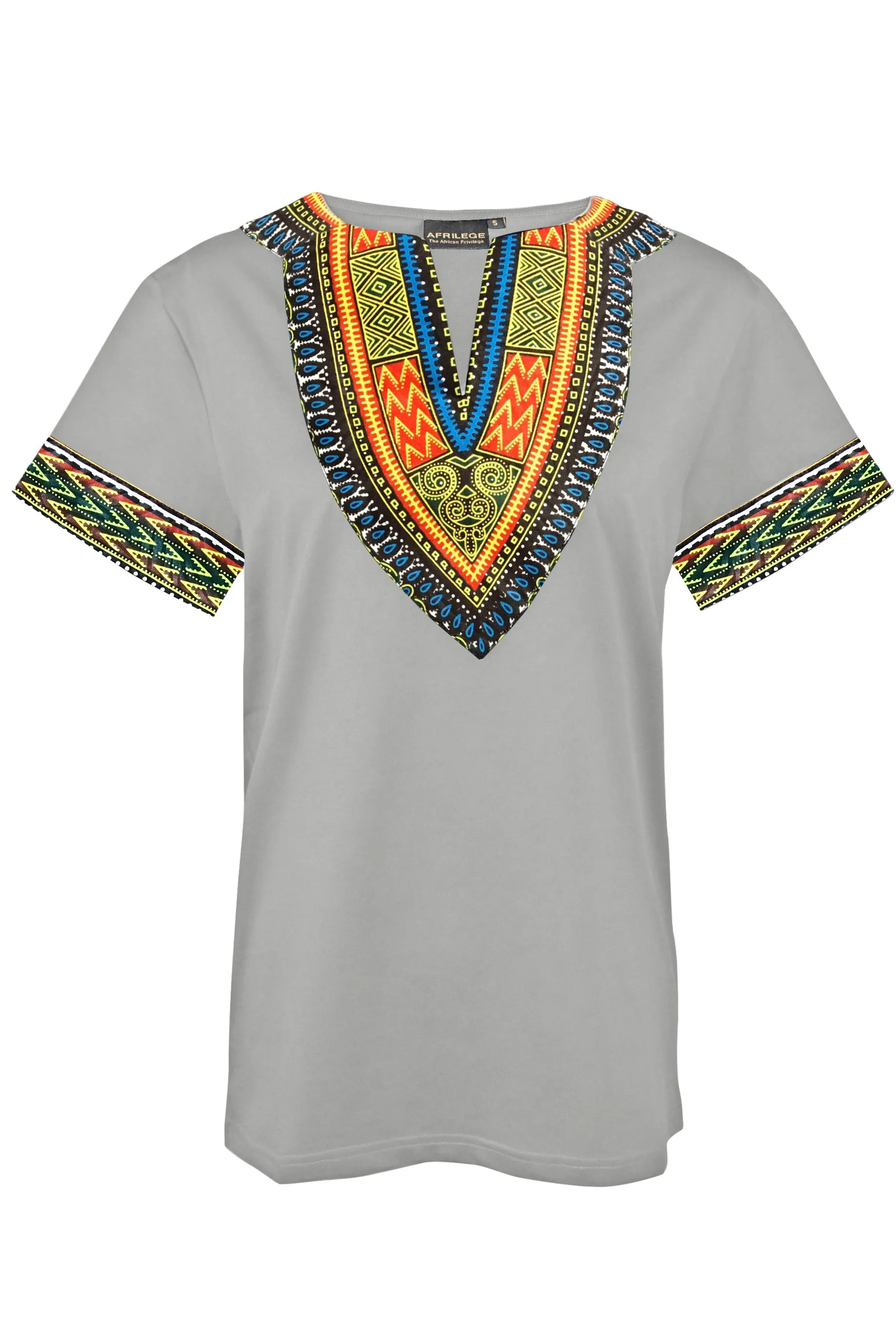 Grey African Dashiki Men Shirt for Men and Women