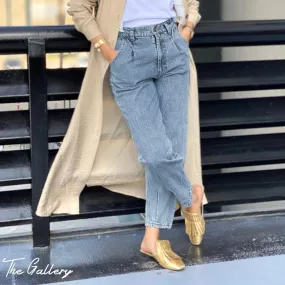 High waist mom fit denim pants