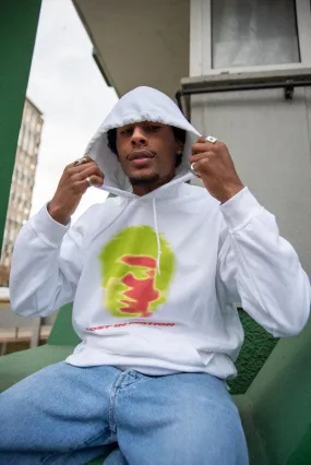 Hoodie in White With Lost In Motion Infrared Print