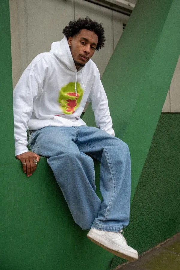 Hoodie in White With Lost In Motion Infrared Print