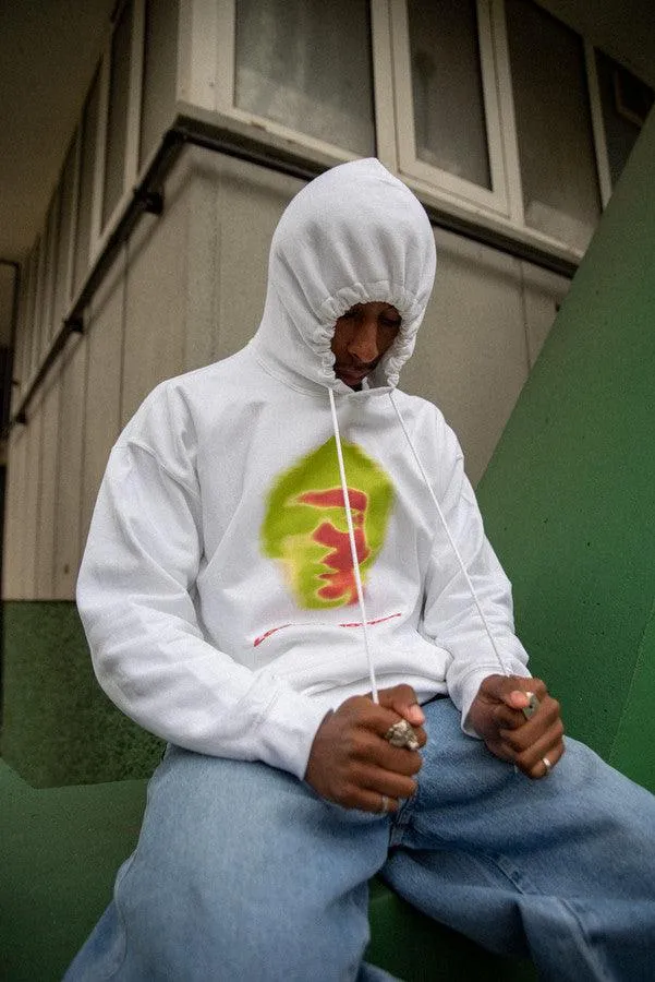 Hoodie in White With Lost In Motion Infrared Print