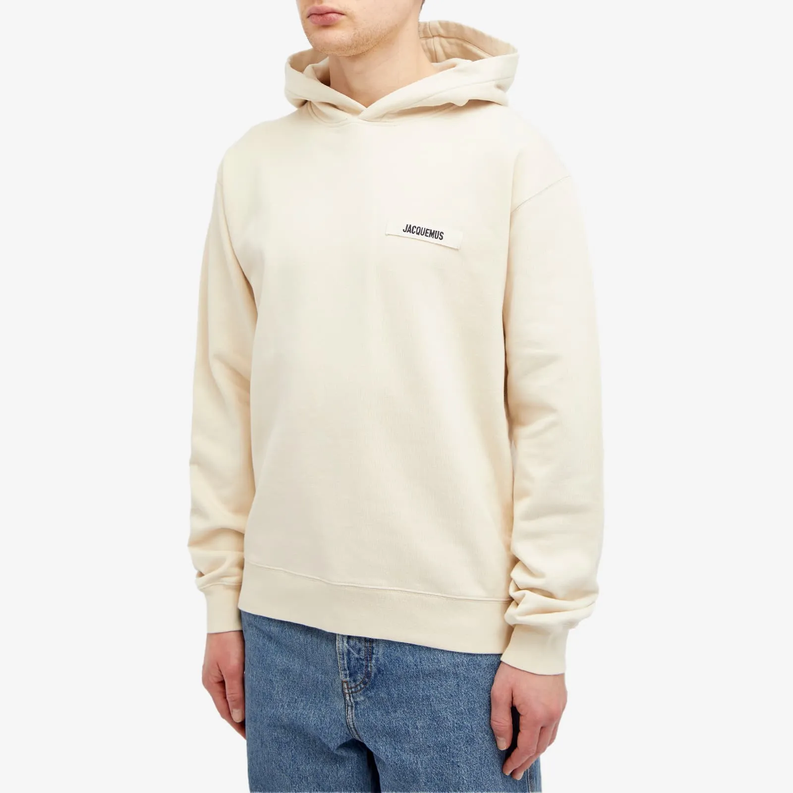 Jacquemus Gros Grain Logo Hoodie, beige
