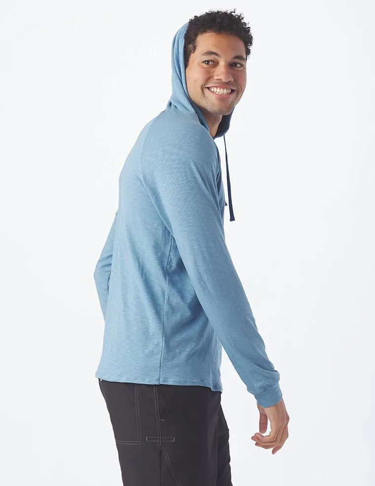 Low Tide Henley Hoodie: Denim Blue