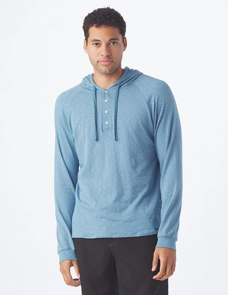 Low Tide Henley Hoodie: Denim Blue