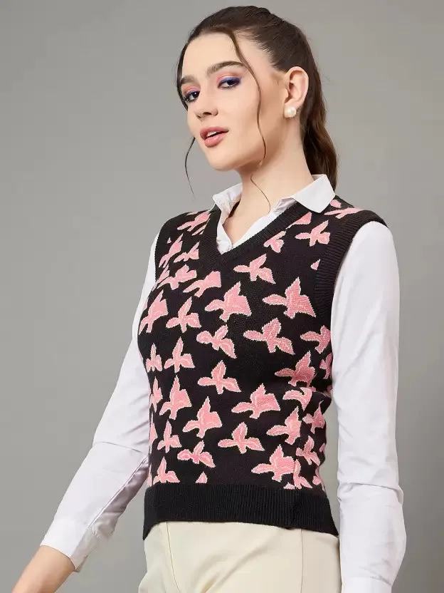 Luxury Pink Wool Sleeveless Sweater