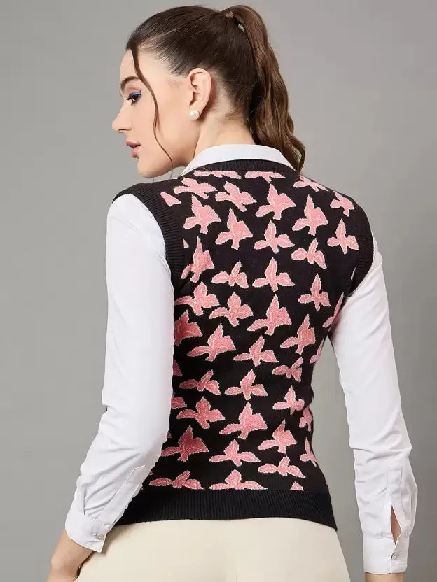 Luxury Pink Wool Sleeveless Sweater