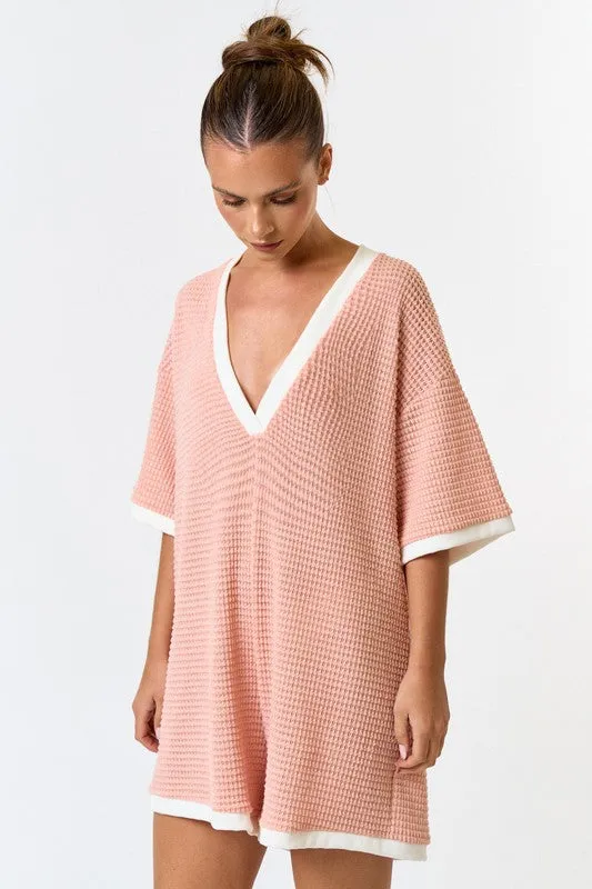 Malibu Waffle Knit Contrast Romper