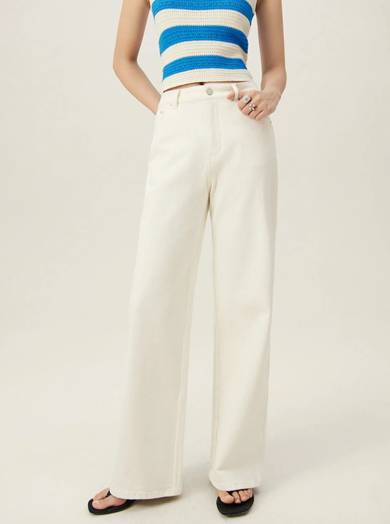 Narrow Straight High Waist Long Pants