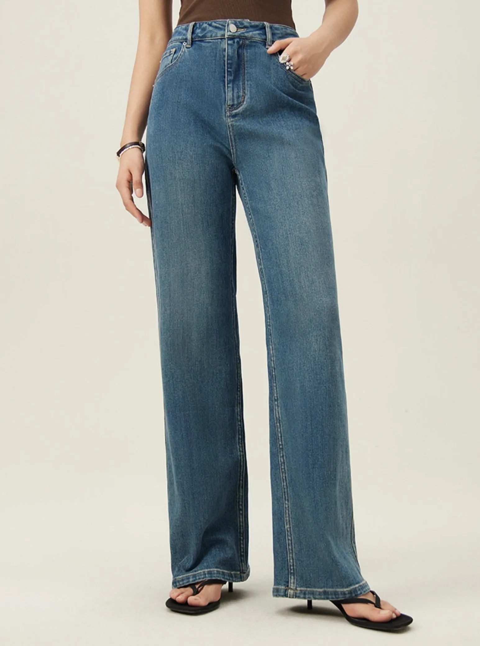 Narrow Straight High Waist Long Pants