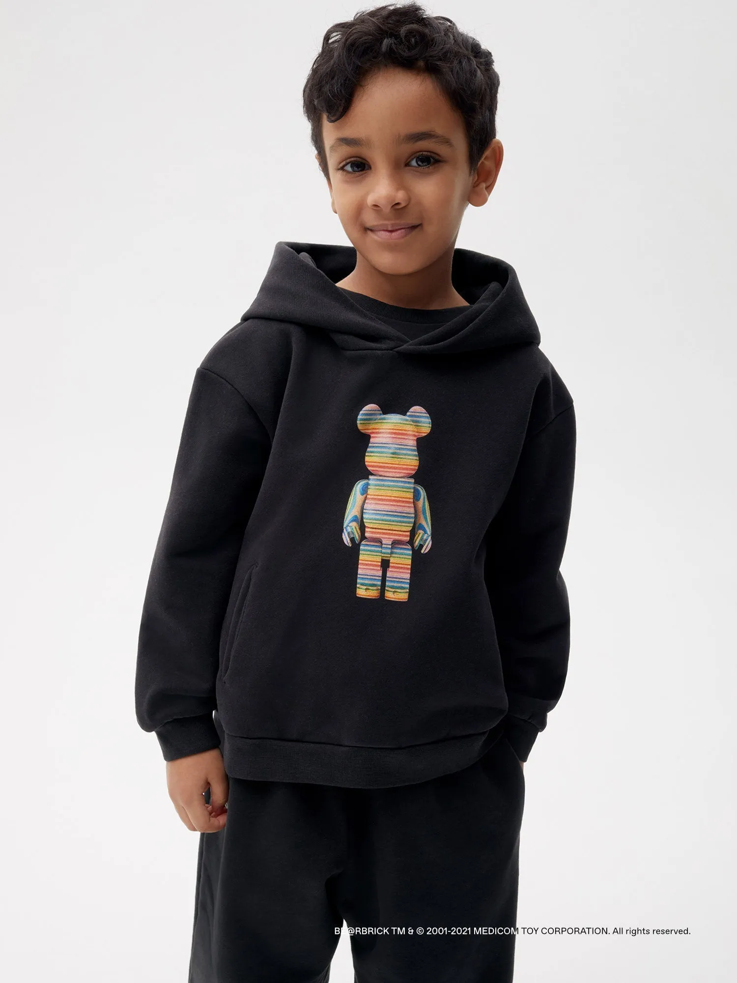 Pangaia x Haroshi BE@RBRICK™ Kids Hoodie—black