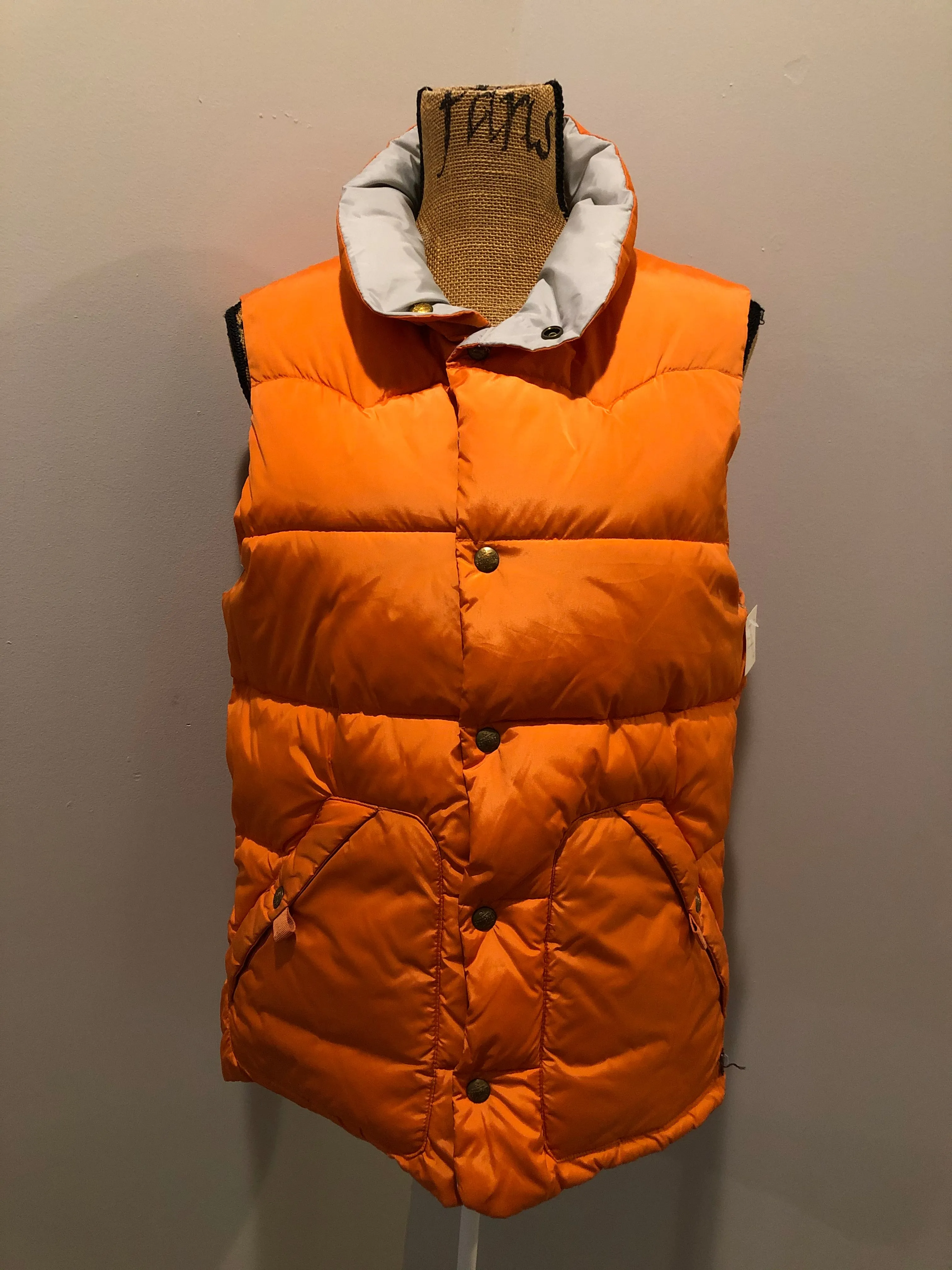 Scotch and Soda Reversible Orange/Grey Down Filled Puffer Vest, SOLD