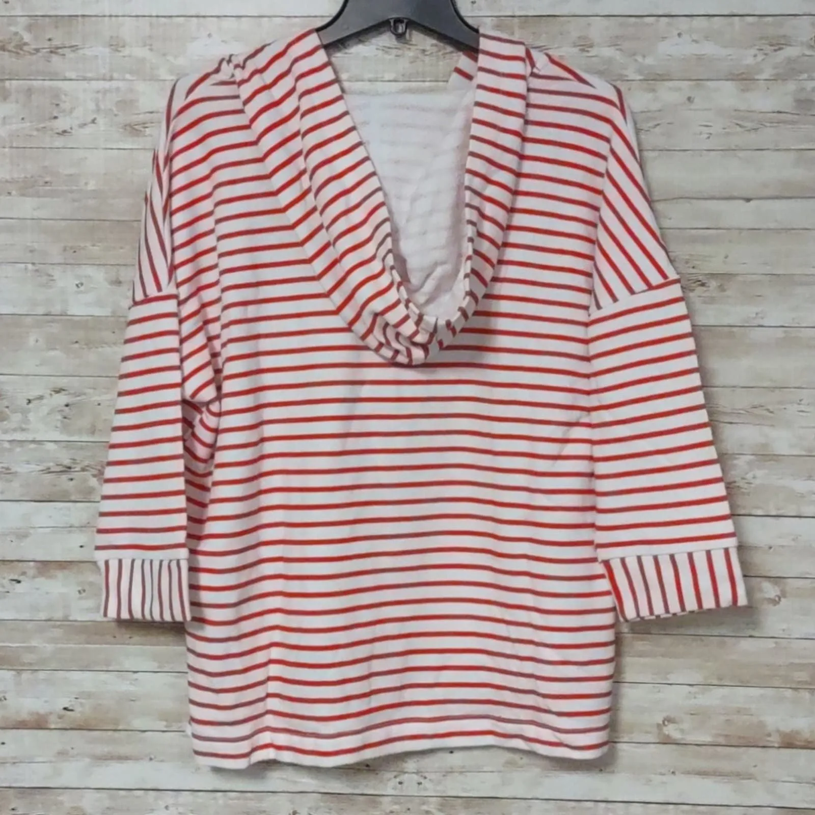 Style & Co French Terry Striped Lace Up Hoodie Top