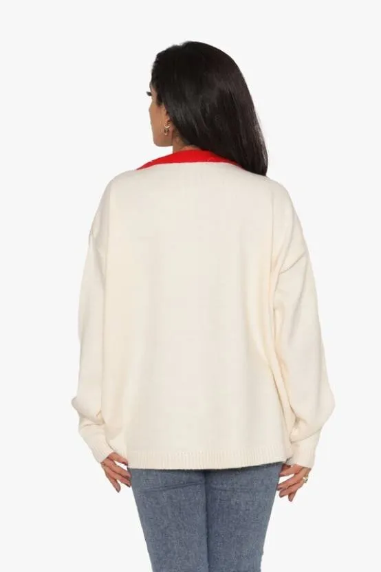 White Timeless Heart Charm Sweater