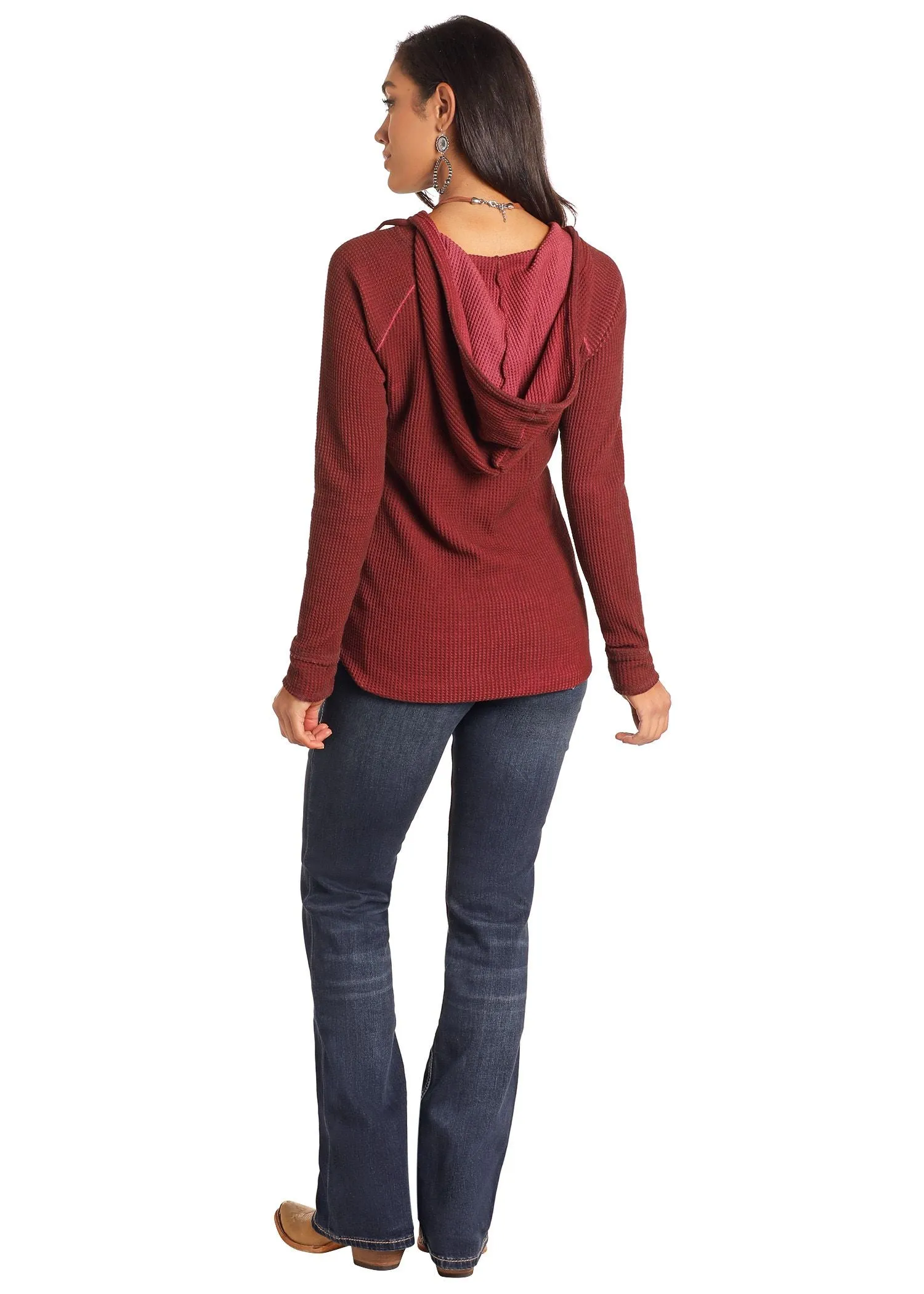 Women's Panhandle Wine Waffle Knit Hoodie