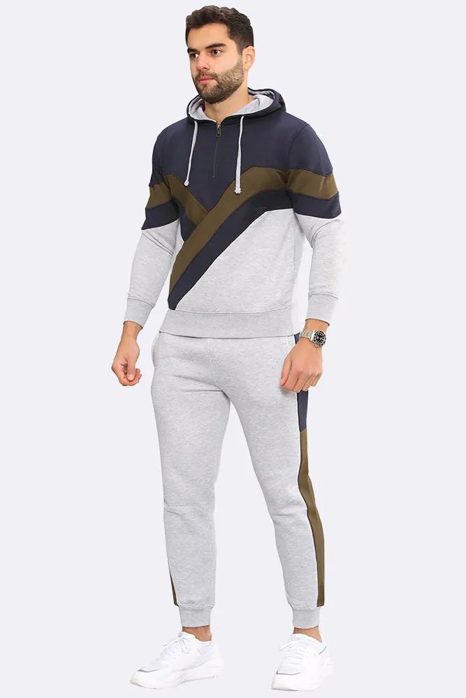 Y Panelled Fleece Hoodie & Joggers Set